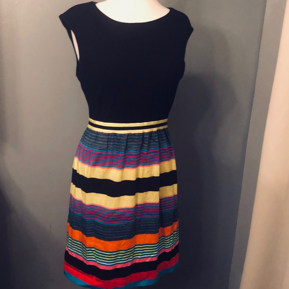 Calvin Klein black and multi colored midi dress